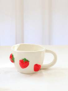 1pc 400ml Ceramic Cup With Fruit Pattern, Espresso Cup, Creative Ceramic Gift, Water Cup, Holiday Coffee Cup/Tea Cup, High-Quality Office/Home Breakfast Cup, Couple Gift Cup Back To School