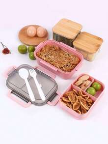 1 件装微波炉双层隔层午餐盒带手柄，男女通用，学生适用，餐具套装，便当盒，微波炉适用，防漏，食品容器（粉色），厨房，圣诞礼物