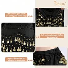 1pc Gold Coin Waist Chain, Beginner Belly Dance Waist Scarf, Shiny Sexy Dance Practice Hip Scarf, BLINGBLING, Suitable For Daily Wear, Nightclub Stage Performance, Street Snap, Festival Party Costume Accessory Summer School