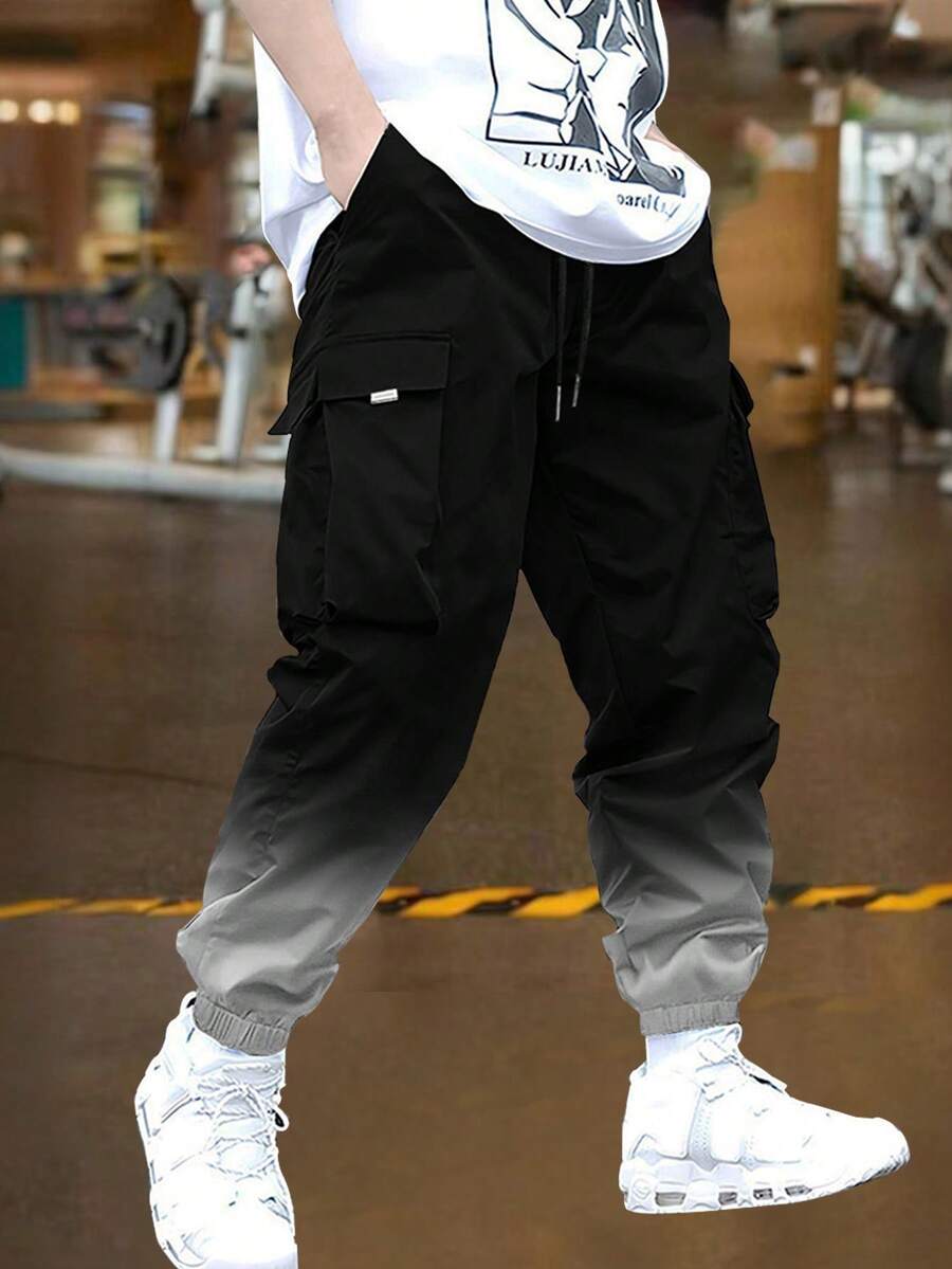 1 Stück Herren Outdoor Sport Anzug, einfarbige Wanderhose mit Mehrtaschen, Cargo-Hose für Sommer Strand Urlaub, täglichen Pendlerbetrieb, Lauftraining, lose lässige Sporthose, Knöchellang, Fitness Training - Schwarz - Übersicht 1
