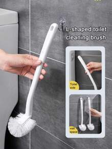 1pc Curved Toilet Brush, Plastic Long Anti Slip Handle, Toilet Cleaning Brush, Powerful Cleaning Suspension Portable Toilet Brush Bathroom Accessories