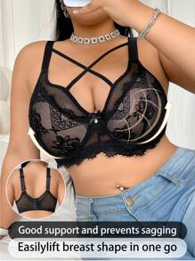 Ropa interior con estampado cómoda y sin cables para mujer de talla grande