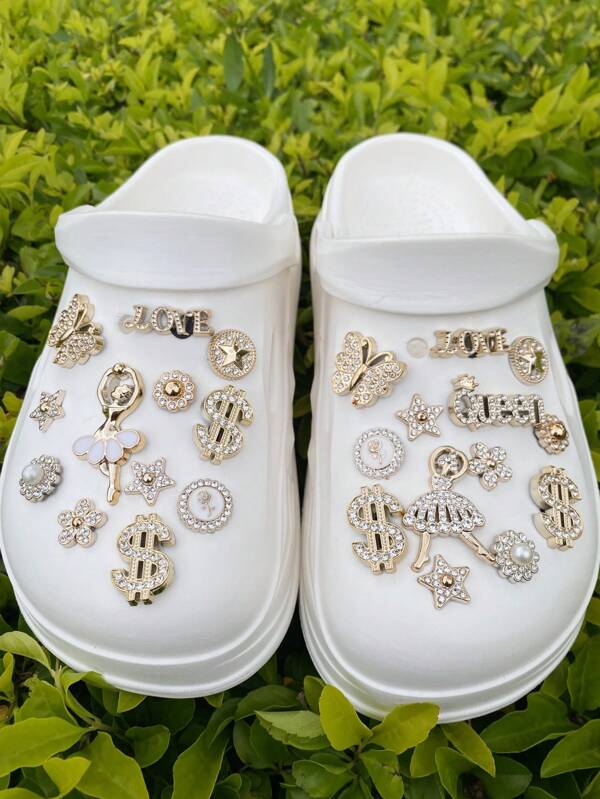 Set de 25 piezas de decoraciones con bailarinas de ballet, mariposas, letras y flores, para zapatos de zuecos, sandalias, zapatos de jardín y bolsos, versátil, hecho de material ABS