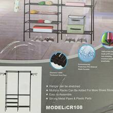 Perchero multifuncional para suelo, dormitorio, pasillo, tendedero, perchero combinado, almacenamiento - Negro - Ver 6