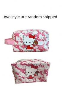 Sanrio 1 pezzo Borsa trucco di grande capacità di Hello Kitty - Organizer da viaggio portatile, ipoallergenico in nylon, con disegno cartoonesco vibrante, ideale per cosmetici e articoli di cartoleria, perfetto regalo di compleanno