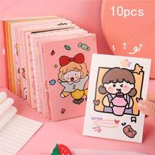 10 pièces/5 pièces/1 pièce Ensemble de mini-cahiers mignons de dessin animé, organiseur personnel avec couverture en papier, convient pour les fournitures de bureau, la papeterie pour étudiants, le petit cahier de poche portable, les fournitures scolaires, la rentrée scolaire
