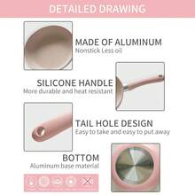 6.5-Inch Pink Aluminum Non-Stick Lightweight Frying Pan With Silicone Handle, Suitable For Gas Stoves, Eggs & Steaks - Multicolor - View 10