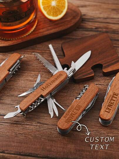 10 piezas, 30 piezas de abrelatas personalizados, nombres personalizables, prevención de pérdidas, cuchillos multifuncionales de 11 en 1, artículos para el hogar, regalos de boda personalizados, sacacorchos de madera tallada para exteriores, regalo para el novio, listo para el brunch, tallas creativas