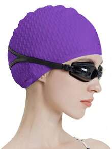 Large Silicone Swim Cap - ComfortFit For Men & Women - Unisex Ergonomic Design - 1pc High-Quality Set, Beach Essentials, Beach Accessories, Pool Float - Multicolor - View 12