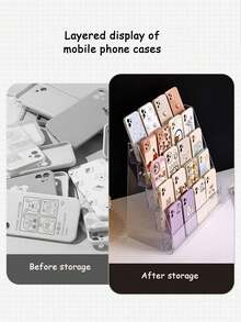 1 件透明亚克力桌面手机壳收纳盒，多层亚克力桌面手机壳展示架