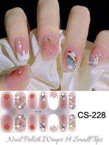 渐变闪光指甲贴全贴纸指甲油条，DIY 自粘时尚彩色美甲贴花派对女士装饰，带 1 个指甲锉