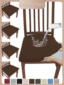 6 pièces Housse de siège de chaise universelle imperméable en soie de lait, housse de siège de chaise de couleur unie brossée et très élastique, housse de chaise douce et confortable, anti-poussière et anti-salissure, convenant aux chaises de salle à manger, aux bureaux et à la décoration de la maison, housses de chaises de salle à manger, ensemble de 4 housses de chaises de salle à manger