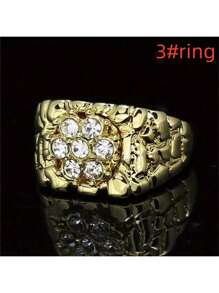 1pc Metallic Gold-Tone Minimalist Embossed Hiphop Men's Ring, Suitable For Casual Wear, Party, Event, Gift Giving