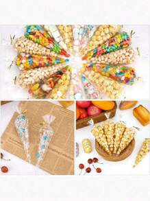 100pcs/50pcs/25pcs Diy Wedding Birthday Party Opp Bags, Transparent Triangle Candy Food Bags, Food Bag Food Box Suitable For Candy Chocolate Cookies Etc.Lot Diy Candy Bag, Wedding Favors, Birthday Party Decoration, Ideal For Baking, Candy, Pastry, And Snack Packaging Wedding Party Gift Bags