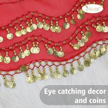 1pc Gold Coin Waist Chain, Beginner Belly Dance Waist Scarf, Shiny Sexy Dance Practice Hip Scarf, BLINGBLING, Suitable For Daily Wear, Nightclub Stage Performance, Street Snap, Festival Party Costume Accessory Summer School
