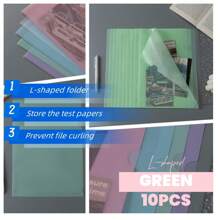 10pcs Heavy Duty L-Shaped Clear A4 Document Folders, Transparent Single Page Protector Sleeves, File Holders For Exams/Papers