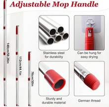 Spin Mop Handle,Adjustable 4-Section Mop Handle Replacement Compatible With Ocedar Spin Mop,Mop Refills And Brooms,30'' To 58'' RinseClean Mop Stick For Hard Floor Cleaning,Germany Screw Joint