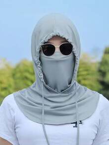 1pc Men's Three-In-One Sun Hat, Unisex Ice Silk Sun Shield Balaclava Hat - UV-Resistant Full Face Cover For Cycling, Breathable, Seamless & Adjustable - Multicolor - View 13