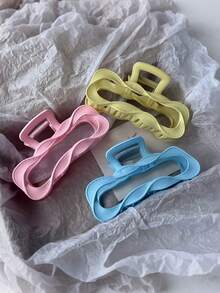 1pc/6pcs Colorful Wave Line Square Hair Clips, Suitable For Women's Daily Life, Casual, Party, Commute, And Vacation - Hair Accessories, Best Choice As Gift For Girlfriend, Mom For Celebrations, Birthdays, Graduations