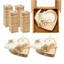 10支/4支/1支装家居装饰香氛蜡烛，木质烛台，新娘礼物烛台，复古木质心形烛台，适用于冥想、酒店或婚礼装饰、现代家居蜡烛、房间装饰、生日毕业礼物、DIY乡村农舍桌面装饰（芦苇草、满天星随机组合发货），感恩节、新年、圣诞节、情人节装饰烛台