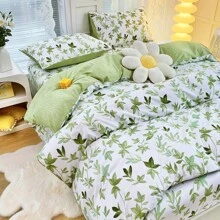 2/3pcs Florals Duvet Cover Set Camouflage Checkered Plaid Pattern Comforter Cover With Pillowcases Plants Bedding Set For Boys And Girls Bedroom Decor (Size 135x200/150x200 Only 1 Pillowcase)