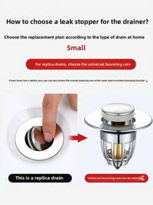 Explosive Pressure Type Basin Drain, Fast Drainage, Anti Clogging, Essential For Lazy People, Kitchen And Bathroom Universal Washbasin, Pressure Drainage Plug, Anti Odor And Insect Proof, No Installation Required, Replace Old Style Jumping Drain Back To School