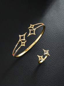 1 套铜材质中东流行发光精致手链和戒指豪华礼品套装，适合日常佩戴 - 手鐲+戒指 - 查看 14