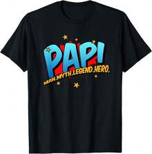 Papi Grandpa Man Myth Legend Hero Pop Art Comic Book T-Shirt/DI Unique Gifts - Black - View 1