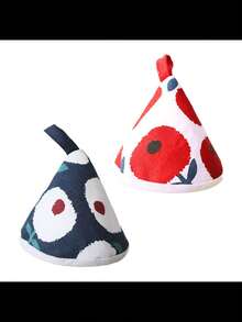 2 piezas Juego de accesorios para ollas: Guantes agarradores anti-quemaduras, Protector de perilla de tapa de olla. Diseño cónico y triangular para aislamiento de calor. Accesorio de cocina reutilizable. Regalo creativo y lindo, ideal para Navidad, Regreso a clases, Verano, Halloween.