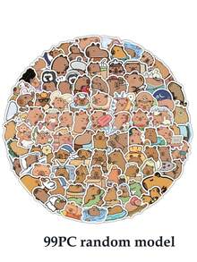 199pcs/Set Cute Capybara PVC Stickers, Suitable For Decorating Laptops, Notebooks, Skateboards, And Guitars. Diverse Styles, One-Time Stickers, Beautiful For DIY Phone Cases And Computer Backplates, Also Essential For School Supplies And Back-To-School Season. - Multicolor - View 10