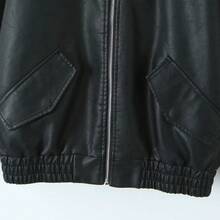 Women's Streetwear Retro Loose Short PU Faux Leather Jacket, Zipper, Pockets, Vintage Moto Biker Outwear, Spring/Autumn