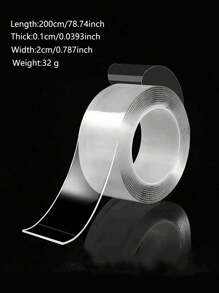 1 rollo de cinta adhesiva de doble cara de uso múltiple, cinta adhesiva transparente y fuerte, cinta de sellado de goma, lavable y reutilizable para carteles transparentes, imágenes, tiras para colgar cuadros en el hogar y la oficina, decoraciones navideñas, manualidades y reparaciones del hogar de vuelta al colegio