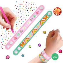 2 件钻石艺术手链工艺套件，钻石画珠宝艺术制作套件，适合女孩儿童宝石 DIY EVA 手链制作套件，适合女孩的礼物，Little Jupiter 钻石艺术手链套件，女孩手链制作套件 - 儿童钻石艺术套件 - 彩色 - 查看 13