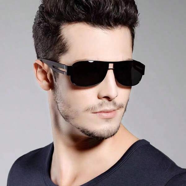 1 Pc Men's Metal Small Square Frame Fashion Glasses, Vintage Metal Fashion Frame With TAC Lenses