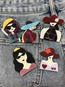 1 件亚克力女孩胸针，手工拼布太阳镜托下巴时尚配饰胸针，适合衣服、包包