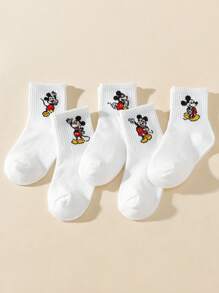 5 Paar Kindersocken Mickey Maus, atmungsaktiv, weiß, knöchelhoch, geeignet für alle Jahreszeiten, Jungen & Mädchen