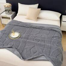 1pc Heart Shape Bow Pattern Ultra-Soft Taffeta Plush Throw Blanket - Lightweight, Fluffy, And Cozy For Sofa Or Bed, White, All-Season Comfort, Perfect For Snuggling Or Lounging, Blanket For Bed