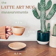 Mora Ceramic Latte Art Mug With Saucer - 10.5 Oz, Round Bottom Pours - Cafe Cups Cappuccino, Espresso, Coffee, Tea Etc - Porcelain Set Baristas, Great - Chai Latte - Chai Latte - 查看 11