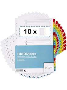 [10 Pack] Binder Dividers With Tabs A4| 1-20 Numbered Tab Dividers For 3 Ring Binder| Durable 3 Ring Binder Dividers With Tabs For Office, School & Home - 10 - View 8