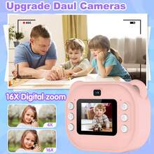 32GB Storage Card Included Children's Instant Print Camera, Suitable For 3-12 Years Old Boys And Girls As Christmas/Birthday Gift, Digital Camera With Game Function, 1080P Kids Print Camera (Blue And Pink) - Multicolor - View 6