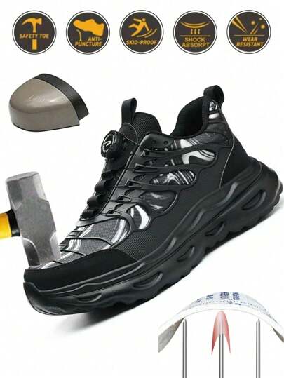 Zapatos de trabajo con puntera de acero, unisex. Zapatos de seguridad cómodos y ligeros, anti-colisión, anti-aplastamiento y anti-perforación, con respirabilidad. Zapatos deportivos de trabajo para exteriores, senderismo, construcción, almacén y jardinería, con protección de los dedos de los pies. Zapatos de protección laboral unisex, adecuados para primavera, verano, otoño e invierno.