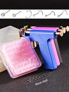 124pcs/Set Reusable Ear Piercing Kit: Complete Ear & Nose Piercing Set - Professional DIY Jewelry Kit, Includes 98 Anti-Allergic Ear Studds, 1 Ear Piercing Gun, 24 Colorful Nose Studs, One-Time Low-Pain Ear Piercing Gun, Designed For Home, Ideal For Students And Individuals For Ear Piercing, Providing High-Quality Beauty Tools And Accessories - Multicolor - View 12