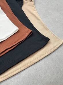 Women's White Plain Blouse With No Ribbed Sleeves Premium Casual Fashion Basic Elegant Summer Blouse - Maroon - View 5