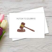 Tarjeta de felicitación con sobre, ceremonia de toma de posesión, abogado, tribunal, juego de palabras, celebración, martillo, regalo perfecto para graduación - Multicolor - Ver 9