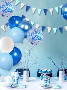 Conjunto de 10/40 globos de látex azul y blanco con confeti para suministros de fiestas temáticas de cumpleaños, decoración de boda bautista, despedida de soltera, Navidad