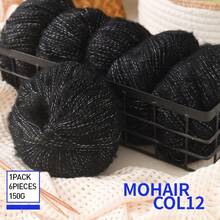 6个球，真丝马海毛纱线，细针织纱线，钩针镂空针织品，手工编织披肩开衫，手工纱线球。详情：4 6个球，马海毛纱线，细针织纱线，钩针镂空针织品，手工编织披肩开衫，手工纱线球