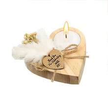 10支/4支/1支装家居装饰香氛蜡烛，木质烛台，新娘礼物烛台，复古木质心形烛台，适用于冥想、酒店或婚礼装饰、现代家居蜡烛、房间装饰、生日毕业礼物、DIY乡村农舍桌面装饰（芦苇草、满天星随机组合发货），感恩节、新年、圣诞节、情人节装饰烛台