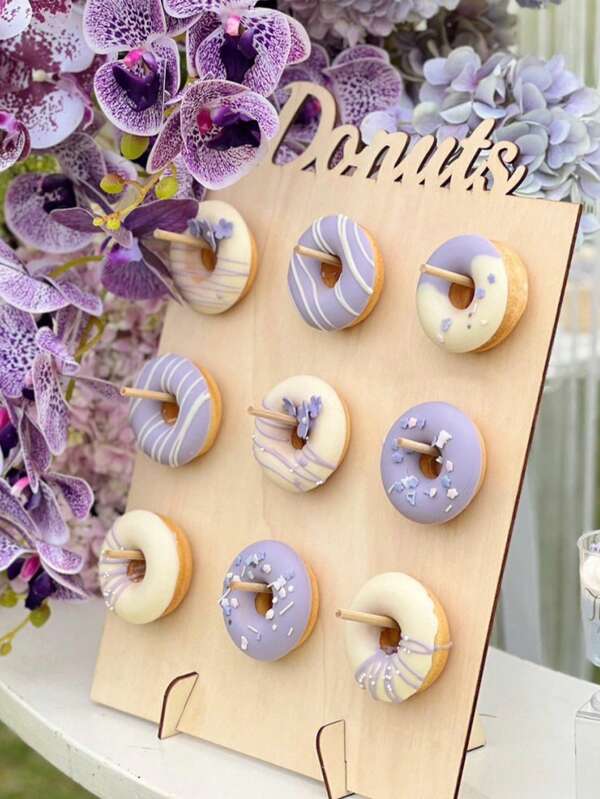 1 Set Of 9 Donut Stands, Reusable Cabinet Wooden Dessert Stand, Elegant Rustic Food Buffet Display, Cake Stand, Bakery Stand, Cake Decoration Cupcake Stand With Natural Wood Finish Cake Decoration, DIY Candy Bar Display For Wedding, Baby Shower, Birthday Party, Party Decoration, Wedding