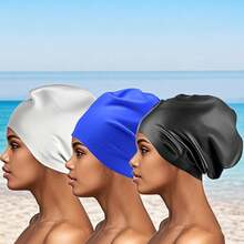 Mũ bơi silicon cỡ lớn dành cho tóc dài, mũ bơi chống thấm nước unisex phù hợp với tóc giả, tóc tết, kiểu tóc Afro, tóc nối - Mũ bơi cho tóc dài, vật dụng cần thiết khi đi biển, phụ kiện đi biển, phao bơi. - Nhiều màu - Xem 2