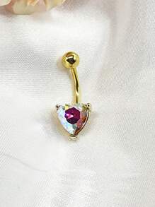 2025 Latest Copper Alloy 24K Gold Plated Realistic Heart Shape Belly Button Ring, Multi-Color Options, Will Not Fade, Suitable For Red Customer, Women's Daily Wear, Party, Wedding, Mother's Day, Can Be Used As Gift